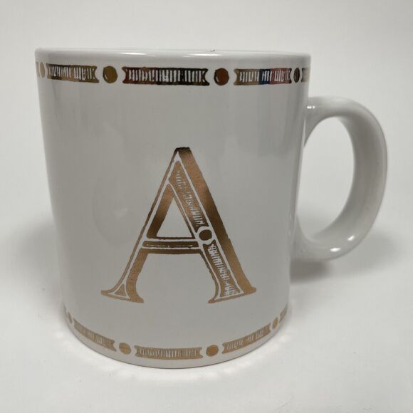 Signature Housewares Incorporated Vintage 2015 White Gold Cup Saucer "A" Initial - Picture 10 of 12